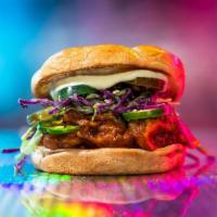 Pulled Bbq Jackfruit · vegan slaw, vegan mayo, pickles, jalapeno, toasted brioche vegan bun