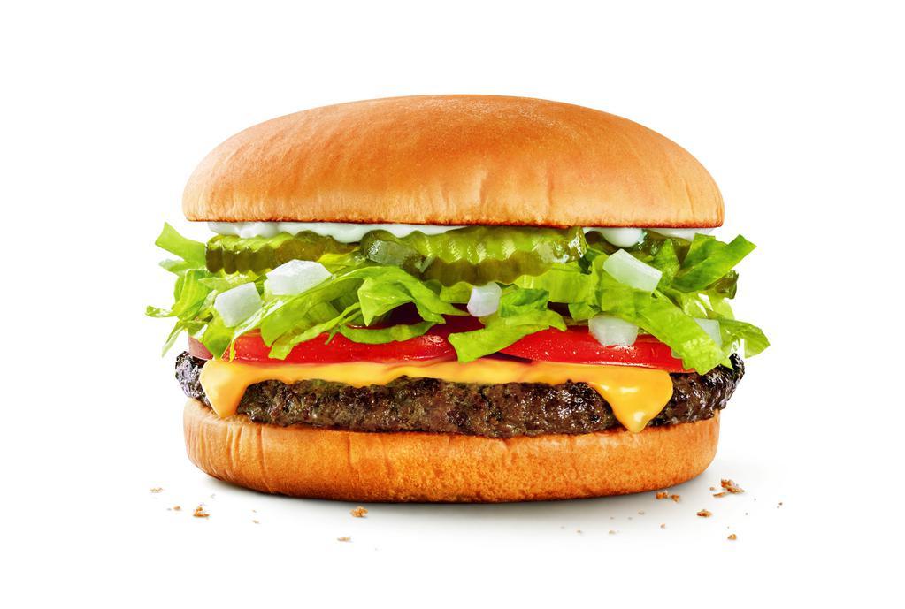 Sonic® Cheeseburger · Quarter pound cheeseburger made w/ mayo, ketchup,  pickles, onions, lettuce, and tomatoes.