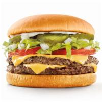 Supersonic Double Cheeseburger · Two perfectly seasoned 100% pure beef patties, layered with crinkle-cut pickles, two melty s...