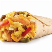 Supersonic® Breakfast Burrito · Sausage, Egg and Cheese. Topped with onions, tomatoes, jalapenos and crunchy tater tots.