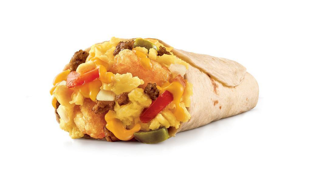 Supersonic Burrito · Cheddar cheese, tater tots, onions,Jalapenos, tomatoes, egg and Sausage