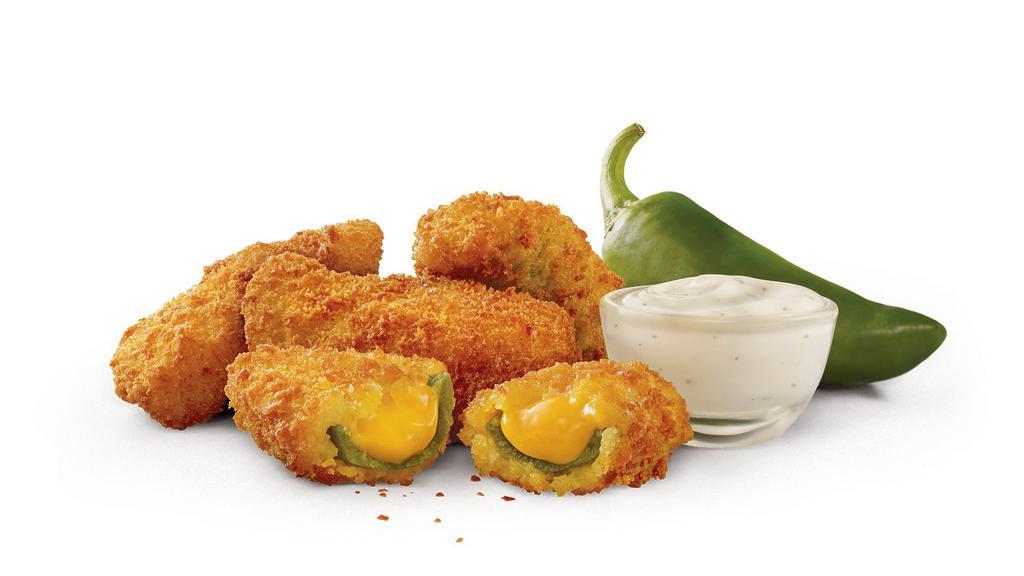 Ched ‘R’ Peppers · Comes with ranch dipping sauce. Spicy jalapeños filled with melty Cheddar cheese, breaded and fried to perfection. Cool it off with a side dipping cup of creamy Ranch dressing.