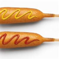 Corn Dog · A delicious hot dog surrounded in sweet corn batter and fried to a crispy golden brown. Try ...