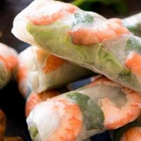 Spring Rolls (2 Pcs) · Pork, shrimp, vermicelli noodles, bean sprouts, lettuce, and cilantro. Served with peanut sa...
