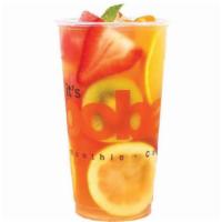 Mixed Fruit Tea · A mix of passion fruit, orange and strawberry flavor infused jasmine green tea with fresh bi...