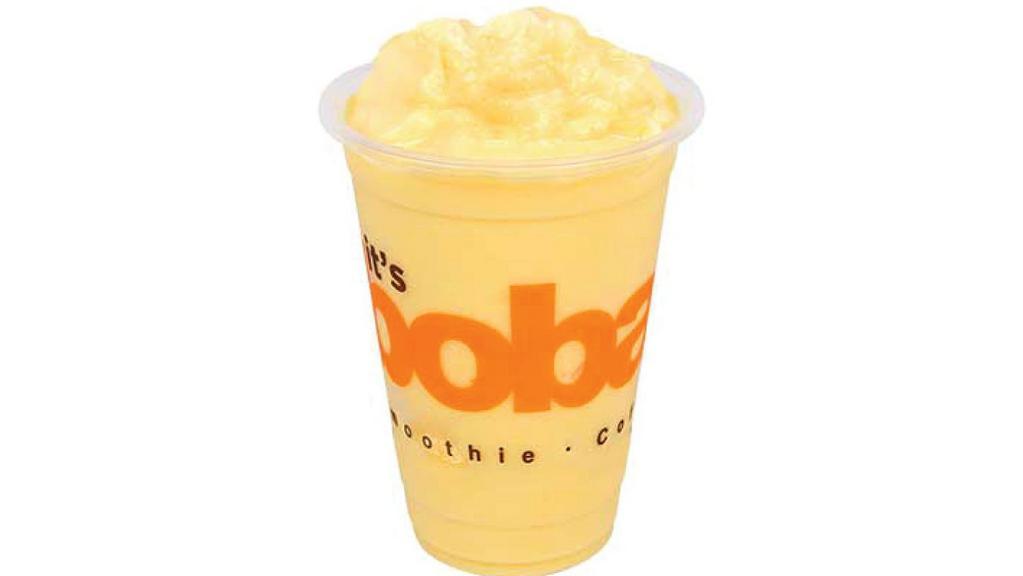 Mango Banana Smoothie · Fresh bananas and mango ice blended with milk.