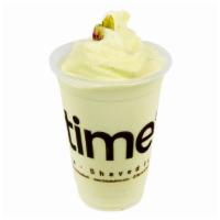 Pistachio Frappe · Roasted pistachio nuts ice blended with milk for a sweet and creamy beverage.
