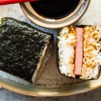 Spam Musubi · Island style sushi! Steamed rice and grilled spam glazed with our sweet Hawaiian teriyaki sa...