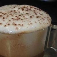 Le Lavande · Double espresso with steamed almond milk, lavender syrup and honey.