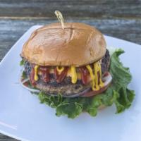 The 1/2 Lb Flex · 1/2 beef patties topped with delicious American cheese on lettuce, tomato, onions, pickles a...