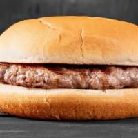 Hamburger · Plain hamburger with toasted buns and beef pattie.