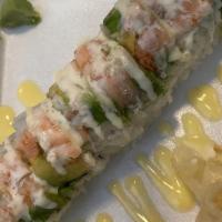 Double Shrimp · D.F. shrimp, crab meat, avocado, topped with shrimp, avocado, with special sauce.