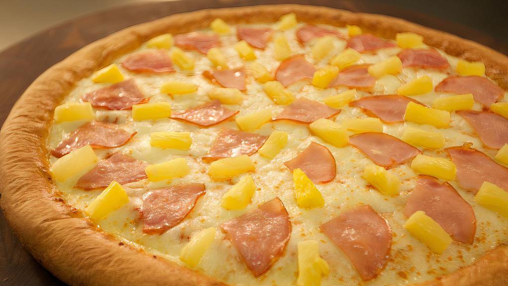 Hawaiian Pizza · We're proud of this island favorite that includes our marinara sauce, two cheese blend of mozzarella cheeses, ham and sweet pineapple.