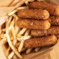 Mozzarella Sticks 6 Pieces With Fries  · Oh the cheese! Tasty served with fries. Hits the spot. 
One of our best selling  snacks .