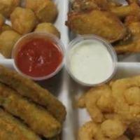 Captain Platter · Five wings, five cheese sticks, five pickles and five fried mushroom.