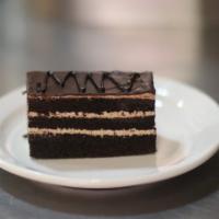 Chocolate Mousse Cake Slice · chocolate mousse & chocolate ganache