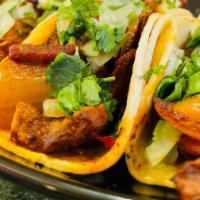 Street Tacos · Served with onion & cilantro.