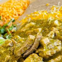 #6 Combination · 6. Chile Verde Plate
Authentic Pork Chile Verde with a touch of spiciness!