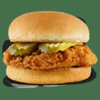 Crispy Chicken Sandwich · A tender chicken breast fillet cooked to a crispy golden brown and topped with crunchy pickl...