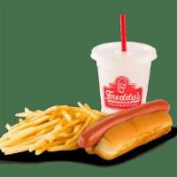 Kid'S Hot Dog Combo · All beef hot dog served plain or with your choice of condiments on a toasted bun. Served wit...