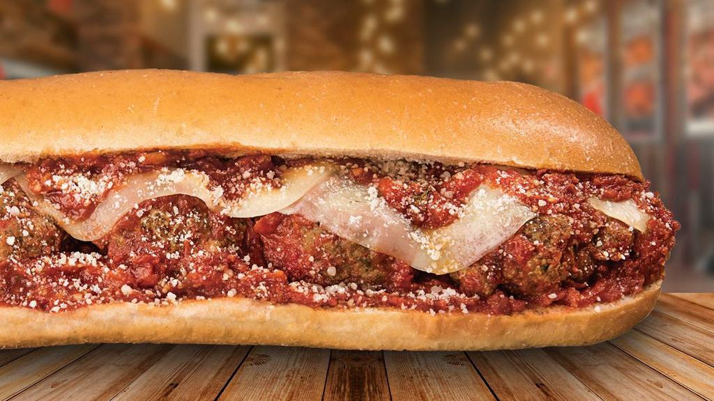 Homemade Meatball · Satisfy your appetite with our Homemade Meatball sub. Made with hand-rolled meatballs, topped with marinara sauce, provolone and Romano cheese.