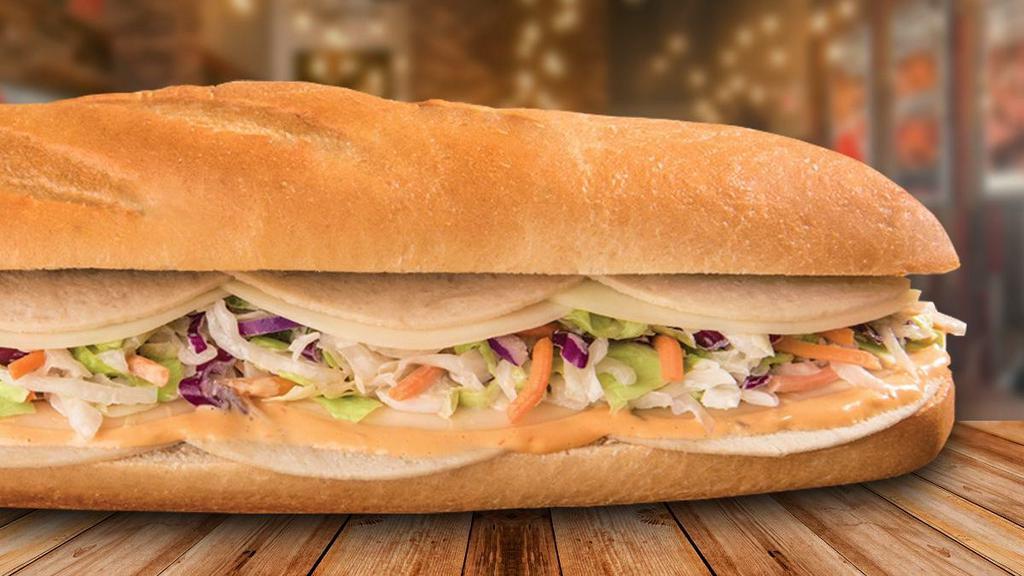 Vegetarian Cole Turkey  · Meet Cole Turkey's plant-based cousin. The Vegetarian Cole Turkey is made with sliced vegetarian turkey, cole slaw, provolone cheese, Russian dressing and mayo.
