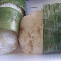 Lemper · Sticky rice with coconut chicken inside.