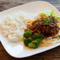 Beef Teriyaki · Beef marinated in teriyaki sauce, stir fried and served with mixed vegetables.