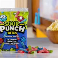 Sour Punch Bites Assorted (5 Oz) · Sweet & sour flavor and classic sugar coating in a bite size piece (popcorn sold separately).