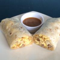 Sausage (American Breakfast Burritos) · Served with Egg, Hashbrown, Cheese, and Salsa.