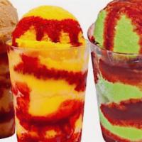 Water Base Ice Cream Sundys Diaablitos · Flavor mango lime tamarindo or strawberry.