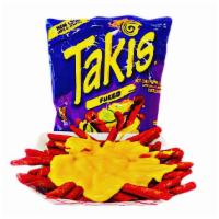 Takis Con Queso · Hot. spicy takis, nacho cheese.