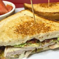 California Turkey Melt · Turkey, Bacon, Avocado, Swiss Cheese, Ortega on Grilled Sourdough