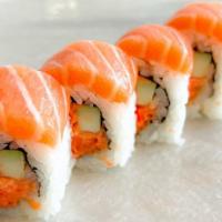 Salmon & Spicy Tuna Roll (4 Pc) · Salmon, spicy tuna mix, cucumber, seaweed, and sushi rice. No Substitution.