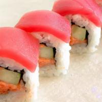Tuna & Spicy Tuna Roll (4 Pc) · Tuna, spicy tuna mix, cucumber, seaweed, and sushi rice.  No Substitution.