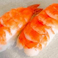 Shrimp Sushi (2 Pc) · Shrimp and sushi rice.
