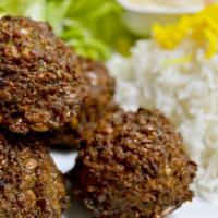 Falafel Plate · Combination of chickpeas, garlic, parsley, and spice.