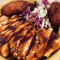 Bourbon Chicken · Our tender , juicy marinated  chicken breast topped with our homemade bourbon sauce.