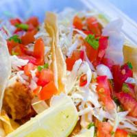 Fish Taco · Beer Battered Deep Fried Fish
Topped with Chipotle Sauce, Cabbage, and Pico de Gallo
Served ...