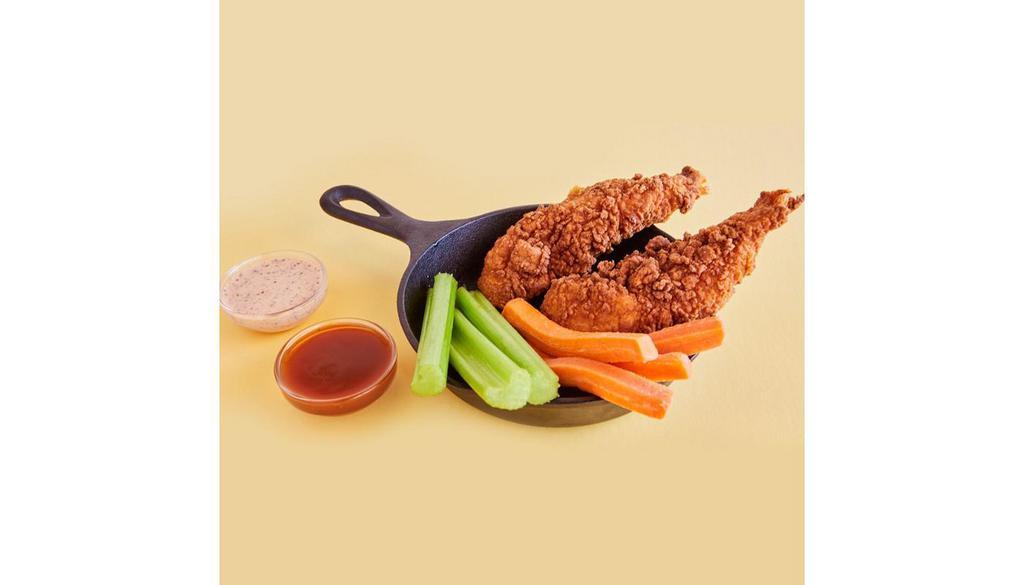3 Piece Chicken Tenders · Hand Battered using our special breading recipe, these all white meat tenders are crispy on the outside and juicy on the inside. A healthy portion. Comes with a dipping sauce of your choice.