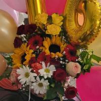 Happy Birthday Composition  · Flower composition with balloons and number