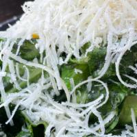 Lemon Parmesan Greens · Chinese broccoli (Gai Lan) cooked in oil, garlic and salt and pepper. Topped
with Meyer lemo...