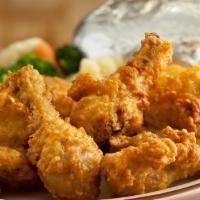 Fried Chicken · Dinners come with side choice of fries, baked potato, or Spanish rice. Also side soup or sid...