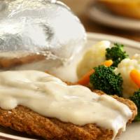 Chicken Fried Steak · Dinners come with side choice of fries, baked potato, or Spanish rice. Also side soup or sid...