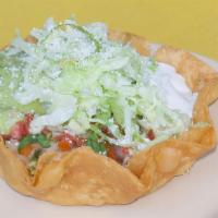 Taco Salad Tostadas · Your choice of meat, sour cream, and guacamole.
