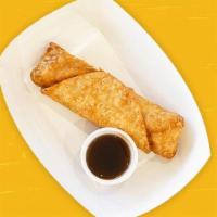 Chicken Eggroll (1 Eggroll) · Chicken & veggies in a delicious, edible wonton sleeping bag. Comes with a side of gyoza sau...