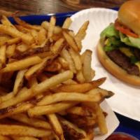 Buddyhits' 2X-Beef Fat Burger With Large Fries & Soda · Comes with two single beef-burger patties, lettuce, tomatoes, pickles, mayo, and onions alon...