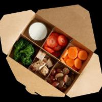 Kid'S Meal With Protein · Kids Meal is served “bento box” style and kids have their choice of one protein, four toppin...