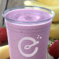 Nanaberry Bliss · A creamy take on a classic strawberry banana smoothie! Vanilla, Bananas, Strawberries, Almon...