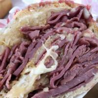 Mega Giant Pastrami Reuben · 1.25 LB of Lean Beef
On our Italian Loaf or Sliced Sour Rye.
Provolone or Swiss Cheese toppe...